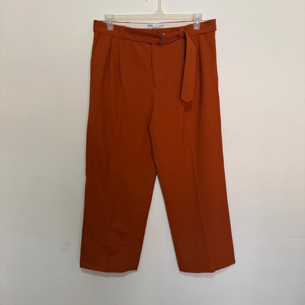 Zara The Straight Tapered Trousers in Geranium Color Size XL Style 2659/460/616 - Picture 2 of 13